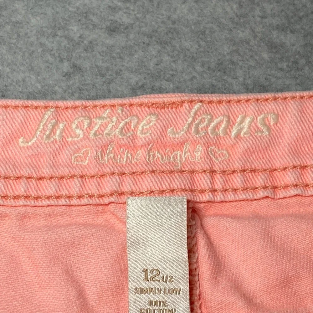 Justice Denim‎ Shorts Girls Size 12.5 Pastel Peach Pink Summer Casual EUC